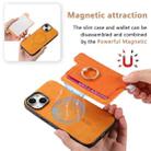 For iPhone 13 Retro Magsafe Cross Leather Ring Holder Card Bag Phone Case(Yellow) - 3