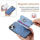 For iPhone 13 Retro Magsafe Cross Leather Ring Holder Card Bag Phone Case(Blue) - 3