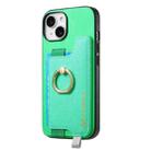 For iPhone 13 Retro Magsafe Cross Leather Ring Holder Card Bag Phone Case(Green) - 2