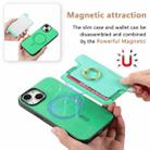 For iPhone 13 Retro Magsafe Cross Leather Ring Holder Card Bag Phone Case(Green) - 3