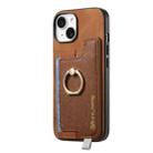 For iPhone 13 Retro Magsafe Cross Leather Ring Holder Card Bag Phone Case(Brown) - 2