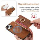 For iPhone 13 Retro Magsafe Cross Leather Ring Holder Card Bag Phone Case(Brown) - 3