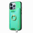 For iPhone 13 Pro Retro Magsafe Cross Leather Ring Holder Card Bag Phone Case(Green) - 2