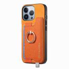 For iPhone 13 Pro Max Retro Magsafe Cross Leather Ring Holder Card Bag Phone Case(Yellow) - 2
