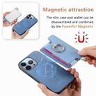 For iPhone 13 Pro Max Retro Magsafe Cross Leather Ring Holder Card Bag Phone Case(Blue) - 3