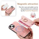 For iPhone 14 Plus Retro Magsafe Cross Leather Ring Holder Card Bag Phone Case(Pink) - 3