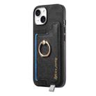 For iPhone 14 Plus Retro Magsafe Cross Leather Ring Holder Card Bag Phone Case(Black) - 2