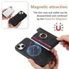 For iPhone 14 Plus Retro Magsafe Cross Leather Ring Holder Card Bag Phone Case(Black) - 3