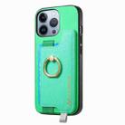 For iPhone 15 Retro Magsafe Cross Leather Ring Holder Card Bag Phone Case(Green) - 2