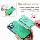 For iPhone 15 Retro Magsafe Cross Leather Ring Holder Card Bag Phone Case(Green) - 3