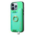 For iPhone 15 Plus Retro Magsafe Cross Leather Ring Holder Card Bag Phone Case(Green) - 2