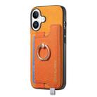 For iPhone 17 Retro Magsafe Cross Leather Ring Holder Card Bag Phone Case(Yellow) - 2