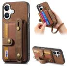 For iPhone 16 Retro Cross Wristband Wallet Leather Back Phone Case(Brown) - 1