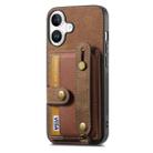 For iPhone 16 Retro Cross Wristband Wallet Leather Back Phone Case(Brown) - 2