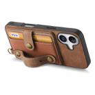 For iPhone 16 Retro Cross Wristband Wallet Leather Back Phone Case(Brown) - 3