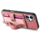 For iPhone 16 Retro Cross Wristband Wallet Leather Back Phone Case(Pink) - 3