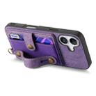 For iPhone 16 Retro Cross Wristband Wallet Leather Back Phone Case(Purple) - 3