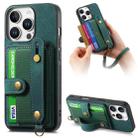 For iPhone 16 Pro Retro Cross Wristband Wallet Leather Back Phone Case(Green) - 1