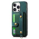 For iPhone 16 Pro Retro Cross Wristband Wallet Leather Back Phone Case(Green) - 2