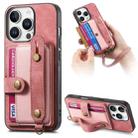 For iPhone 16 Pro Retro Cross Wristband Wallet Leather Back Phone Case(Pink) - 1