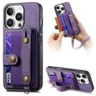 For iPhone 16 Pro Retro Cross Wristband Wallet Leather Back Phone Case(Purple) - 1