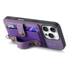 For iPhone 16 Pro Retro Cross Wristband Wallet Leather Back Phone Case(Purple) - 3