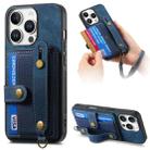 For iPhone 16 Pro Retro Cross Wristband Wallet Leather Back Phone Case(Blue) - 1