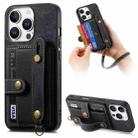 For iPhone 16 Pro Retro Cross Wristband Wallet Leather Back Phone Case(Black) - 1