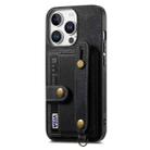 For iPhone 16 Pro Retro Cross Wristband Wallet Leather Back Phone Case(Black) - 2