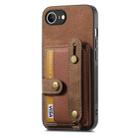 For iPhone 16e Retro Cross Wristband Wallet Leather Back Phone Case(Brown) - 2