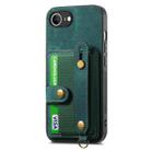 For iPhone 16e Retro Cross Wristband Wallet Leather Back Phone Case(Green) - 2