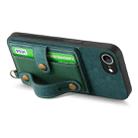 For iPhone 16e Retro Cross Wristband Wallet Leather Back Phone Case(Green) - 3