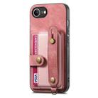 For iPhone 16e Retro Cross Wristband Wallet Leather Back Phone Case(Pink) - 2