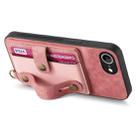 For iPhone 16e Retro Cross Wristband Wallet Leather Back Phone Case(Pink) - 3