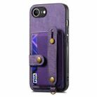 For iPhone 16e Retro Cross Wristband Wallet Leather Back Phone Case(Purple) - 2