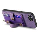 For iPhone 16e Retro Cross Wristband Wallet Leather Back Phone Case(Purple) - 3