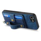 For iPhone 16e Retro Cross Wristband Wallet Leather Back Phone Case(Blue) - 3