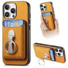 For iPhone 16 Pro Retro Folding Ring Holder Card Bag MagSafe Phone Case(Yellow) - 1