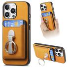 For iPhone 14 Pro Retro Folding Ring Holder Card Bag MagSafe Phone Case(Yellow) - 1