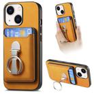 For iPhone 14 Plus Retro Folding Ring Holder Card Bag MagSafe Phone Case(Yellow) - 1