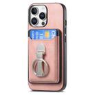 For iPhone 13 Retro Folding Ring Holder Card Bag MagSafe Phone Case(Pink) - 2