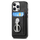 For iPhone 12 Retro Folding Ring Holder Card Bag MagSafe Phone Case(Black) - 2