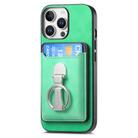 For iPhone 12 Pro Max Retro Folding Ring Holder Card Bag MagSafe Phone Case(Green) - 2