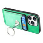 For iPhone 12 Pro Max Retro Folding Ring Holder Card Bag MagSafe Phone Case(Green) - 3