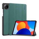 For Redmi Pad SE 4G 8.7 ENKAY Tri-fold Custer Texture Leather Smart Tablet Case(Dark Green) - 1