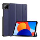 For Redmi Pad SE 4G 8.7 ENKAY Tri-fold Custer Texture Leather Smart Tablet Case(Dark Blue) - 1