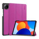 For Redmi Pad SE 4G 8.7 ENKAY Tri-fold Custer Texture Leather Smart Tablet Case(Purple) - 1