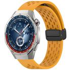 For Huawei Watch GT5 Pro 46mm Folding Magnetic Buckle Silicone Watch Band(Yellow) - 1