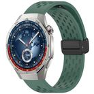 For Huawei Watch GT5 Pro 46mm Folding Magnetic Buckle Silicone Watch Band(Dark Green) - 1
