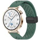 For Huawei Watch GT 5 41mm Folding Magnetic Buckle Silicone Watch Band(Dark Green) - 1